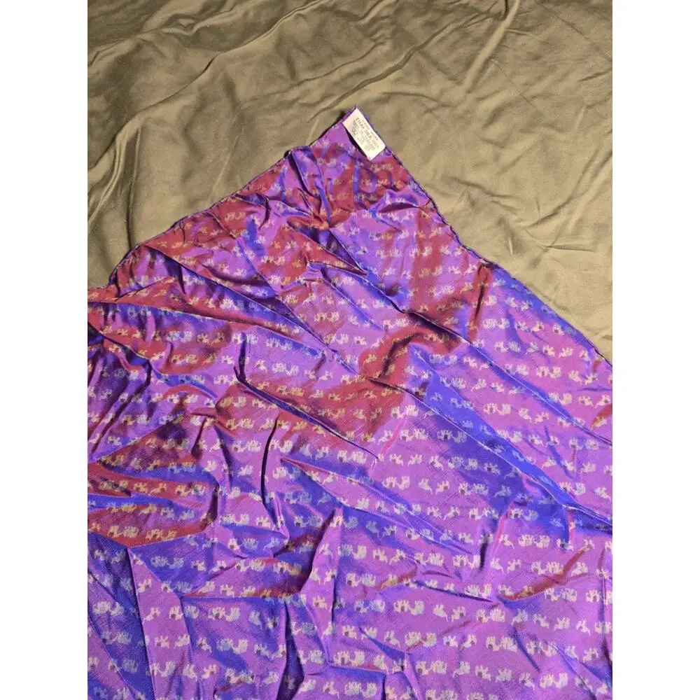 Vintage Handmade Thai Silk Scarf Shawl Wrap Purple 100% Silk Thailand elephant